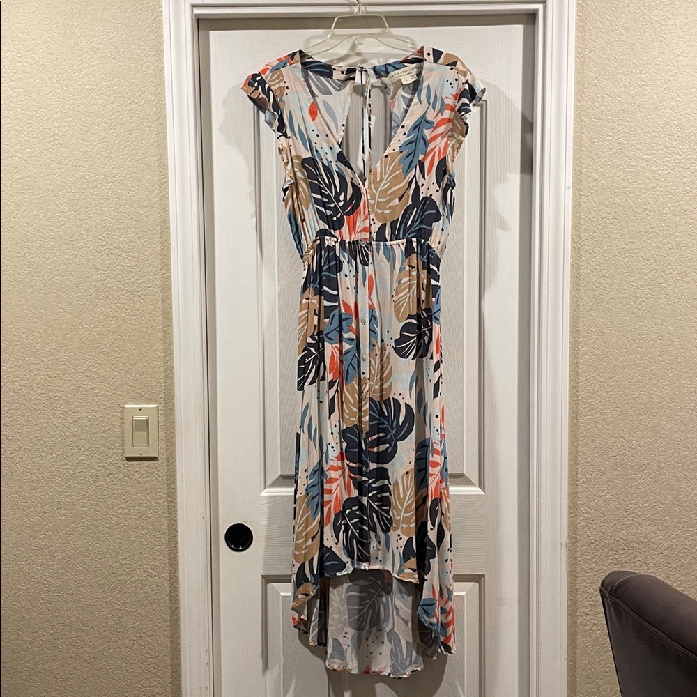 Saltwater Luxe tropical hi low Women's Dress size L designed in Los Angeles